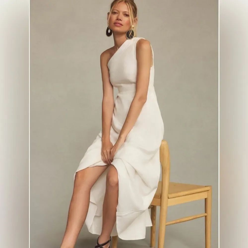 FARM Rio One-Shoulder Smocked A-Line Dress Anthropologie Size L